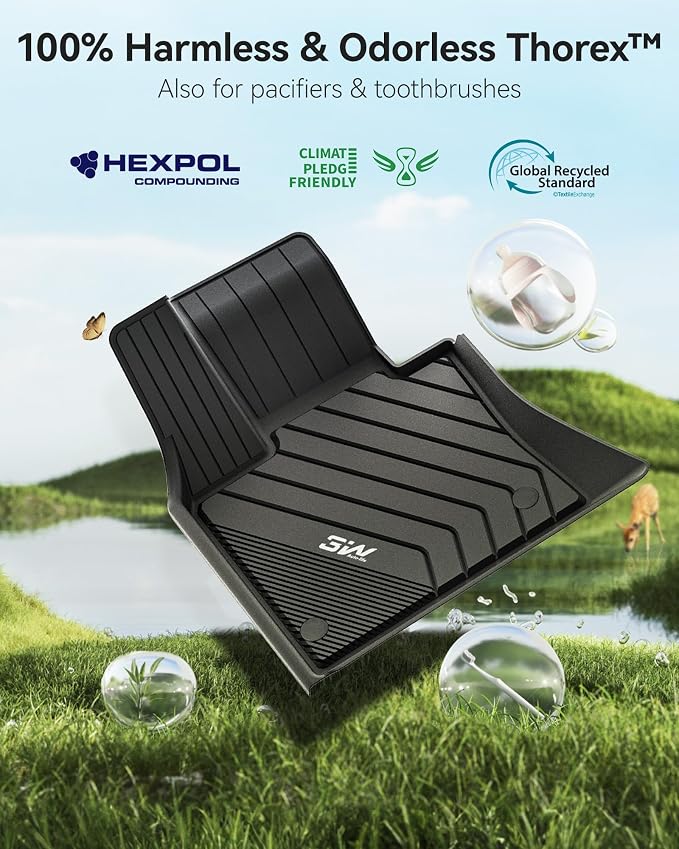 3W Floor Mats Custom Fit for BMW X5 (F15) 2014-2018 / BMW X6 (F16) 2015-2019, All Weather TPE Floor Liner 1st & 2nd Row Accessories Car Mats