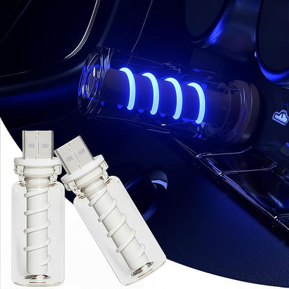 Car USB Night Light, Touch Dimmable Retro LED Filament Lamp, Mini USB Ambient Light for Vehicle Interior, Bedroom, Desk and Camping, 2 Pack, Blue