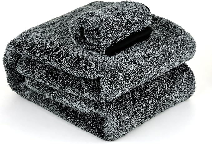 2-Pack Car Drying Towel 24"x40" - 10"x12" Detailing Pros & Home Users - 1300 GSM Microfiber Towels Absorbs Over 11lbs of Water Leaves No Streaks, Spots or Scratches Dries an Entire Vehicle