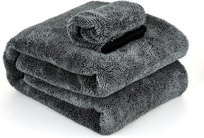 2-Pack Car Drying Towel 24"x40" - 10"x12" Detailing Pros & Home Users - 1300 GSM Microfiber Towels Absorbs Over 11lbs of Water Leaves No Streaks, Spots or Scratches Dries an Entire Vehicle