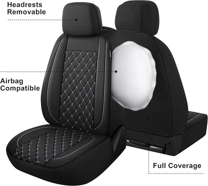 YGL Breathble Car Seat Covers Full Set,Washable Seat Covers for Cars,Premium Cloth Car Seat Protectors,Interior Covers for Cars,Sedan Van Truck SUV(Black/Gray)