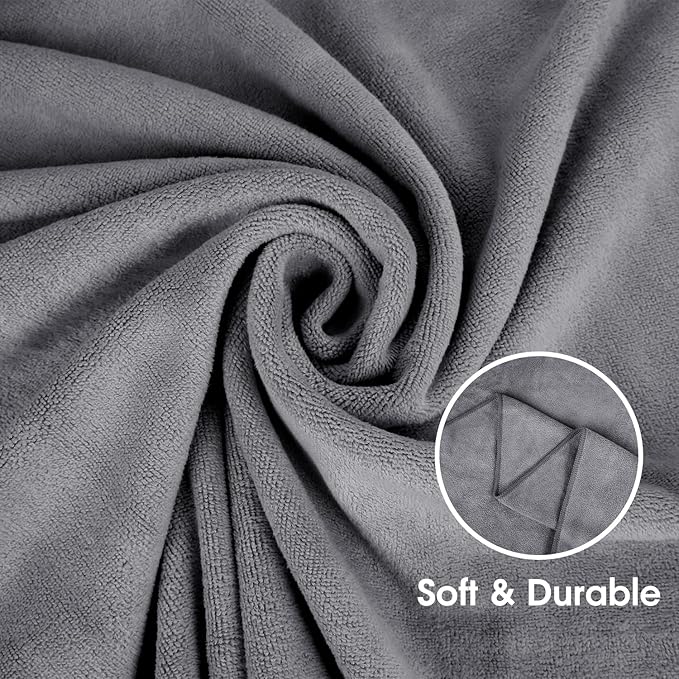 JML Microfiber Bath Towels, Bath Towel Set (6 Pack, 27" x 55") - Extra Absorbent and Fast Drying,Multipurpose Microfiber Towel for Bath, Beach, Pool, Sports, Yoga - Grey