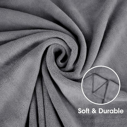 JML Microfiber Bath Towels, Bath Towel Set (6 Pack, 27" x 55") - Extra Absorbent and Fast Drying,Multipurpose Microfiber Towel for Bath, Beach, Pool, Sports, Yoga - Grey