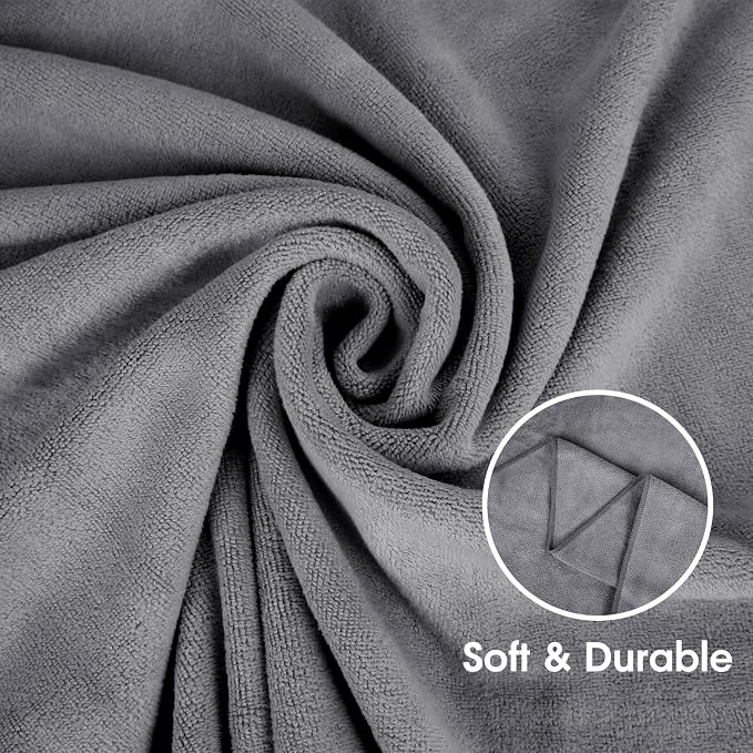 JML Microfiber Towels, Beach Towel Sets (6 Pack, 27" x 55") - Extra Absorbent, Fast Drying, Multipurpose for Bath, Swimming, Fitness, Sports, Yoga, Grey/Pink/Purple