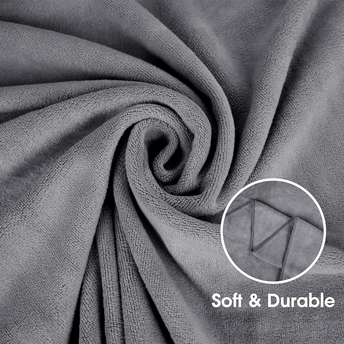 JML Microfiber Towels, Bath Towel Sets (6 Pack, 27" x 55") - Extra Absorbent, Fast Drying, Multipurpose for Bath, Swimming, Fitness, Sports, Yoga, Grey, Yellow, Green
