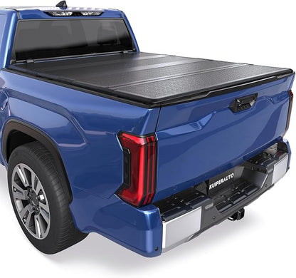 5.5FT Quad Fold Hard Truck Bed Tonneau Cover Compatible with 2022-25 Tundra | Toyota Tundra Fleetside Fiberglass Truck Bed Tonneau Cover Combination of Fiberglass and PP Honeycomb Design (66in)
