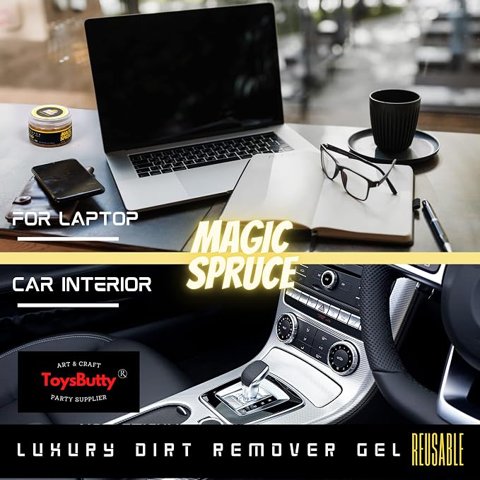 Magic Spruce Car Cleaning Gel Kit with Non Sticky Luxury Gold Car Cleaning Putty Reusable Universal Detailing Kit, Rose Scented Laptop Keyboard Cleaning Gel in Containers