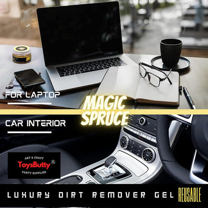 Magic Spruce Car Cleaning Gel Kit with Non Sticky Luxury Gold Car Cleaning Putty Reusable Universal Detailing Kit, Rose Scented Laptop Keyboard Cleaning Gel in Containers