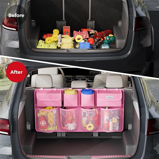 SURDOCA Car Trunk Organizer, LARGE CAPACITY Car Storage Bag with 8 Pockets, 7X Upgraded Trunk Storage Organizer for Car, SUV, Truck, MPV