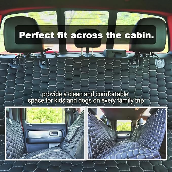 Meginc Dog Car Seat Cover for Trucks, Dog Seat Cover for Back Seat Protector F150 Ram 1500, Waterproof Dog Hammock for Truck with Mesh Window Heavy Duty Seat Cover for F-Series/GMC Sierra/Silverado