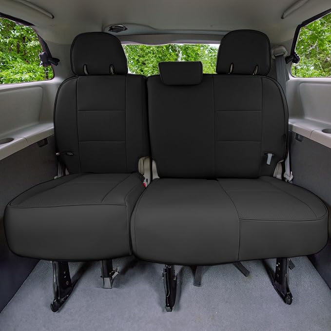 FH Group Custom Fit Car Seat Covers Specifically Made for 2011-2020 Toyota Sienna 7 Passenger, Car Seat Cover 3rd Row, Automotive Seat Covers in Black Faux Leather, Waterproof and Washable Seat Covers