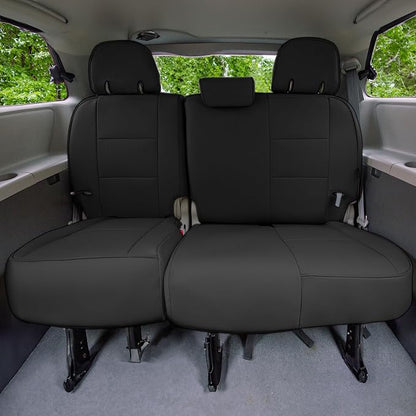 FH Group Custom Fit Car Seat Covers Specifically Made for 2011-2020 Toyota Sienna 7 Passenger, Car Seat Cover 3rd Row, Automotive Seat Covers in Black Faux Leather, Waterproof and Washable Seat Covers