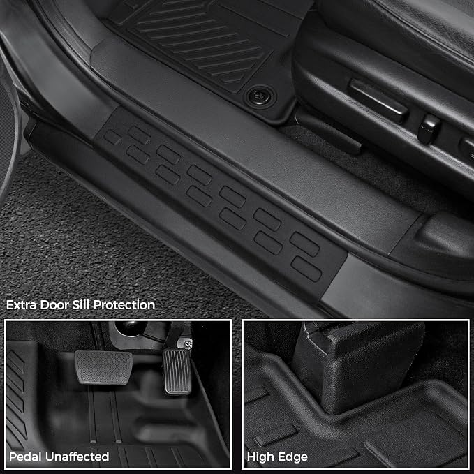 Floor Mats for Honda Pilot 2022-2016, All Weather Floor Mats Trunk Cargo Liner with Backrest Protectors and Door Sill Guards Accessories, Full Coverage Set for 8 Seats (Not Fit Elite Model)