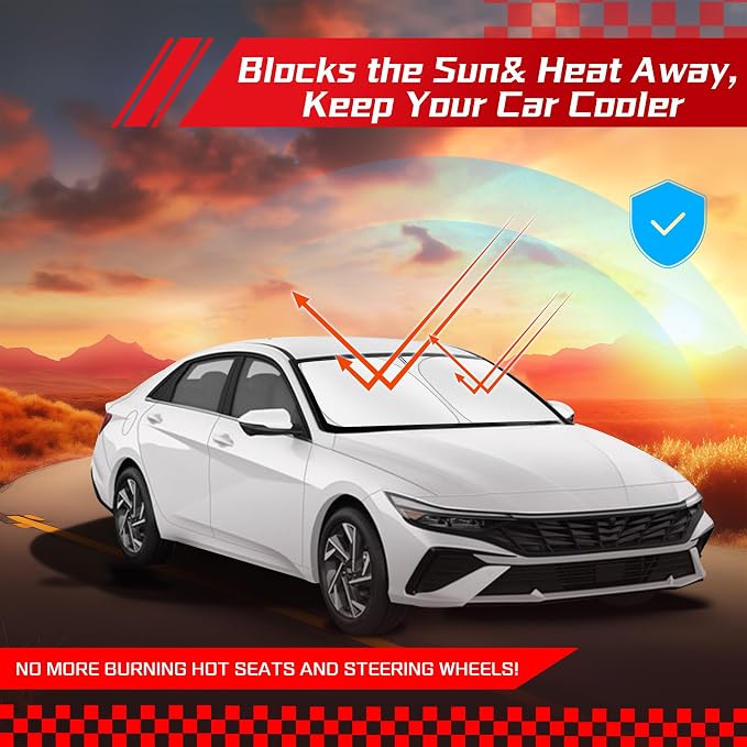 ARISMOTOR Windshield Sun Shade for H-yundai Elantra 2021-2025 2026, Custom Fit Foldable Front Window Sunshade Sun Visor Protector, Block UV Rays Keep Your Car Cooler