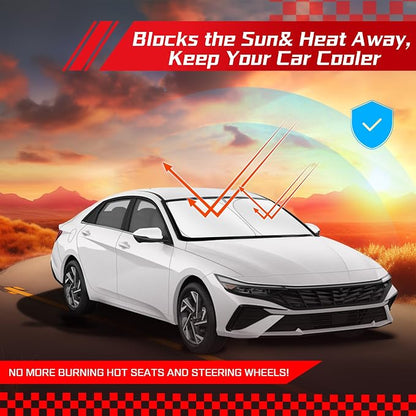 ARISMOTOR Windshield Sun Shade for H-yundai Elantra 2021-2025 2026, Custom Fit Foldable Front Window Sunshade Sun Visor Protector, Block UV Rays Keep Your Car Cooler