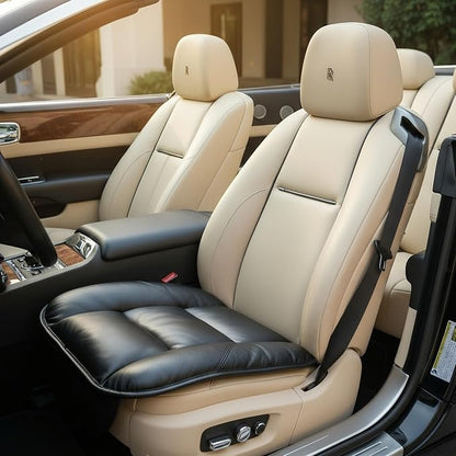 CORRIDOR Genuine Leather Seat Cushion for Car - Handmade - Relieve Hip, Pressure and Sciatica Pain - Ideal for Lower Back Pain - for Office Chair and Car Seat (Premium Black, Cushion)