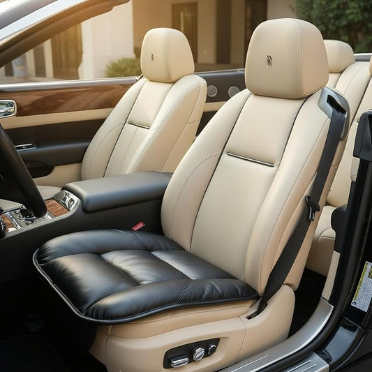 CORRIDOR Genuine Leather Seat Cushion for Car - Handmade - Relieve Hip, Pressure and Sciatica Pain - Ideal for Lower Back Pain - for Office Chair and Car Seat (Premium Black, Cushion)