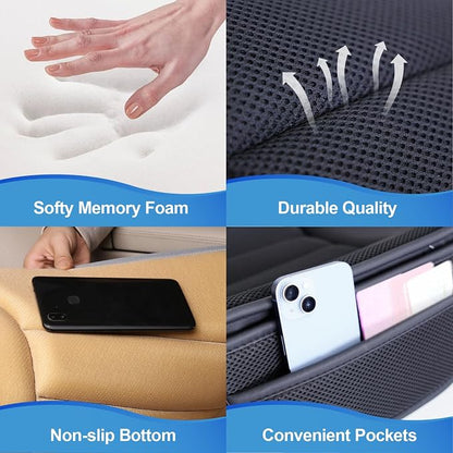 Lofty Aim Premium Car Seat Cushion, Driver Cushion with Comfort Memory Foam & Non-Slip Rubber Bottom, Car Seat Pad Works with 95% of Vehicles and Office Chair or Home (4D Mesh - Black)