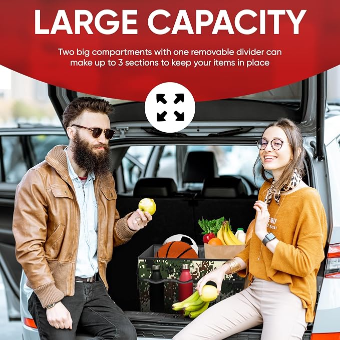 FORTEM Trunk Organizer For SUV Car Trunk Organizer, Foldable Storage, Car Accessories for Women Men, Collapsible Bag, 600D Oxford, Non Slip Bottom, Straps, Soft Cover (50L)