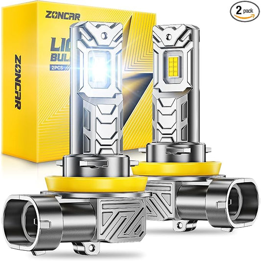 H11 LED 𝗛𝗲𝗮𝗱Iight Bulbs, 60000LM 6500K Cool White, H8 H9 H16 𝗛𝗲𝗮𝗱light Bulbs, IP68 IP6Xproof 60000hrs Lifespan, 1:1 Size Plug N Play, Canbus Ready Anti Hyper Flashing, Pack of 2