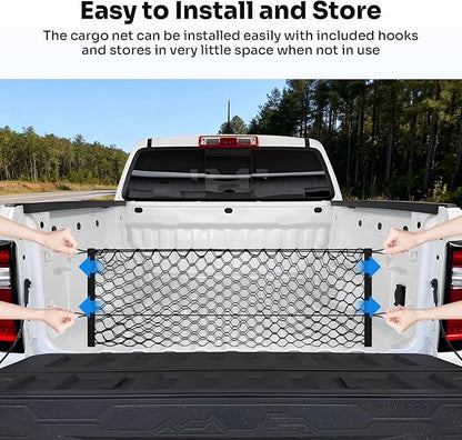 Canvcle Trunk Bed Cargo Net for 2023-2025 2026 Chevy Colorado & GMC Canyon Accessories Envelope Style Mesh Trunk Net Colorado Adjustable Elastic Nylon Rear Canyon Cargo Net with Hooks