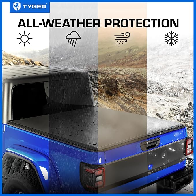 Tyger Auto T3 Soft Tri-fold Truck Bed Tonneau Cover Compatible with 2020-2026 Jeep Gladiator JT | 5' (60") Bed | TG-BC3J1060