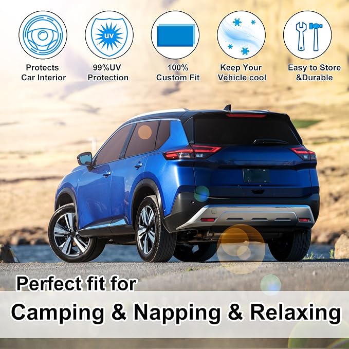 TINGLU Window Shades for Nissan Rogue 2021-2025 2026(NOT for Rogue Sport) Accessories Car Side Full Windows Cover Camping Rear Triangular Windshield Sun Shade Sun UV Rays Privacy Protection 8PCS