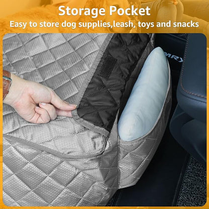 PETICON Waterproof Front Seat Car Cover, Full Protection Dog Car Seat Cover with Side Flaps, Nonslip Scratchproof Front Seat Cover Fits for Cars, Trucks, SUVs, Jeep, Gray (Gray)