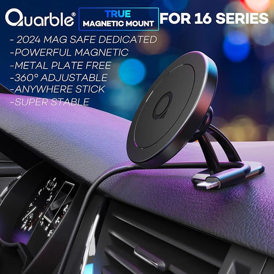 Compatible with Mag Safe Car Mount Dashboard Magnetic 360° Adjustable Phone Holder Soft Rubber Front Compatible with iPhone 16/15/ 14/13/ 12/ Pro/Pro Max No Metal Plate Needed Since 2021