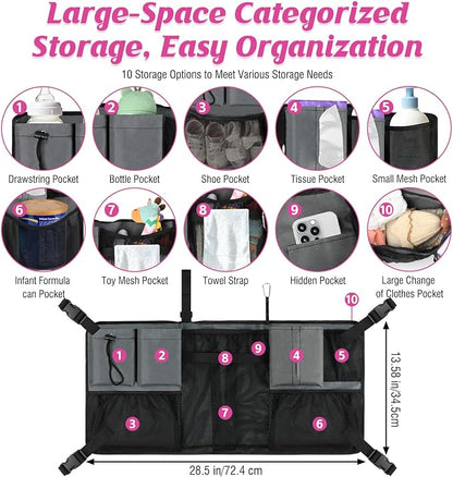 Adjustable Straps & Buckles Stroller Wagon Cargo Net Organizer, Wagon Accessories Compatible with WONDERFOLD W-Series Models, Large Capacity Mesh Cargo Storage Bag with Sorting Pockets for Keenz Wagon