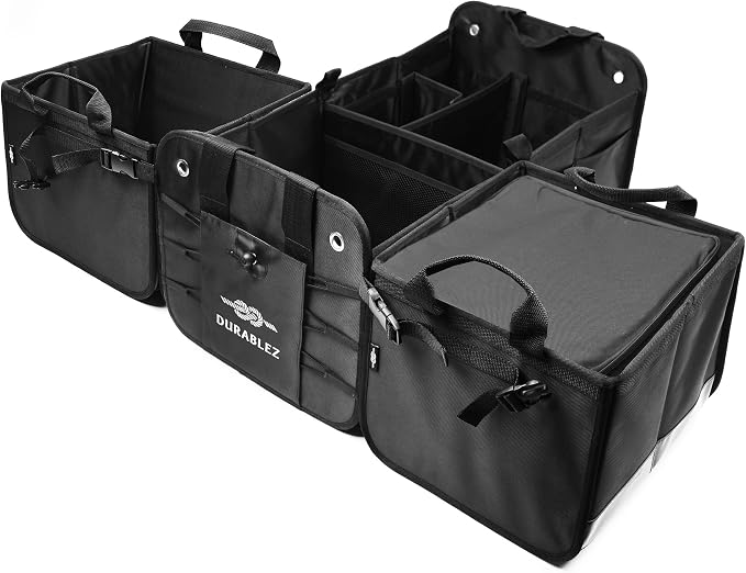 Insulated Car Trunk Cooler – Thermal Bag for Groceries & Travel, Leak-Resistant, Fits Trunk Organizer Compartments, Heavy Duty 1680D – Black