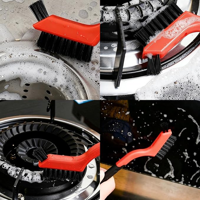 Nylon Cleaning Brushes with Ergonomic Handle for Tight Spaces, Auto Detailing Brush Set for Cleaning Dust in Holes(3 Pack)