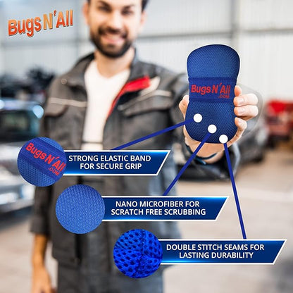 Bugs N’ All Bug Sponge - Bug and Tar Remover for Car Exterior and Interior - Ultra Soft Mesh Car Wash Sponge for Scratch Free Scrubbing - 8.25 by 4.75 inch, 1 Pack