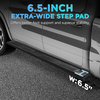 PZ 6.5" Running Boards Side Steps Compatible with Ford F-150 Super Crew Cab 4-Doors 2015-2026,2017-2026 Ford F250 F350 Super Duty Crew Cab Black Aluminum Alloy Side Steps Nerf Bars Ridge Pattern
