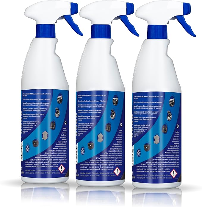 Sisbrill 361 Multi Purpose Car Interior Cleaner Spray - Stain Remover Seat Cleaner, Upholstery, Dashboard, Leather - Car Cleaning Supplies Interior and Exterior - Pack of 3 (25 fl oz each)