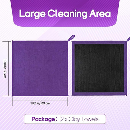 2PCS Clay Towel Auto Detailing, Clay Bar Towel Cloth Auto Detailing for Car (12 x 12 in) (Purple)