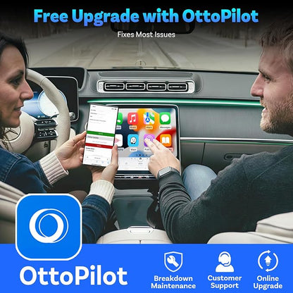 OTTOCAST Mini Core 2-in-1 Wireless CarPlay & Android Auto Adapter Mini Cube | With Smart Switch Button, 5S Auto-Connect, Dual Wi-Fi, Bluetooth 5.4, Plug & Play, for 98% Factory Wired Cars