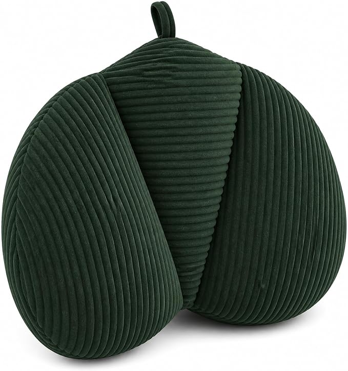 Lumbar Support Pillow for Couch, Back Support Pillow for Office Chair, Heart-Shape Back Cushion with Shredded Foam for Back Pain Relief & Reading, Lumbar Cushions for Recliner, Car, Green