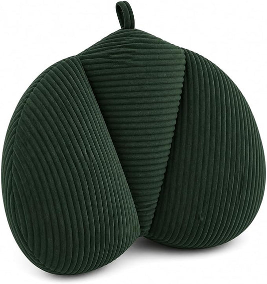 Lumbar Support Pillow for Couch, Back Support Pillow for Office Chair, Heart-Shape Back Cushion with Shredded Foam for Back Pain Relief & Reading, Lumbar Cushions for Recliner, Car, Green