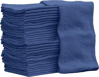 Nabob Wipers Shop Towels 50 Pack Cotton Rags Size 14"x14" Commercial Grade (50 Pack, Blue)