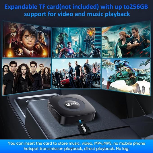 Ai Magic Box for Streaming Netflix/YouTube/TikTok, Wireless CarPlay Adapter Dongle Support TF Card for OEM Wired Car Play & Android Auto Cars Ai Box Carplay