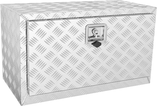 VEVOR Underbody Truck Box, 30"×14"×16" Pickup Storage Box, Heavy Duty Aluminum Diamond Plate Tool Box with Lock and Keys, Waterproof Trailer Storage Box with T-Handle Latch for Truck, Van, Trailer