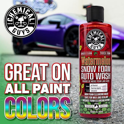 Chemical Guys CWS20816 Watermelon Snow Foam Car Wash Soap, (Works with Foam Cannons or Bucket Washes) Safe for Cars, Trucks, Motorcycles, RVs & More, 16 fl oz, Watermelon Scent