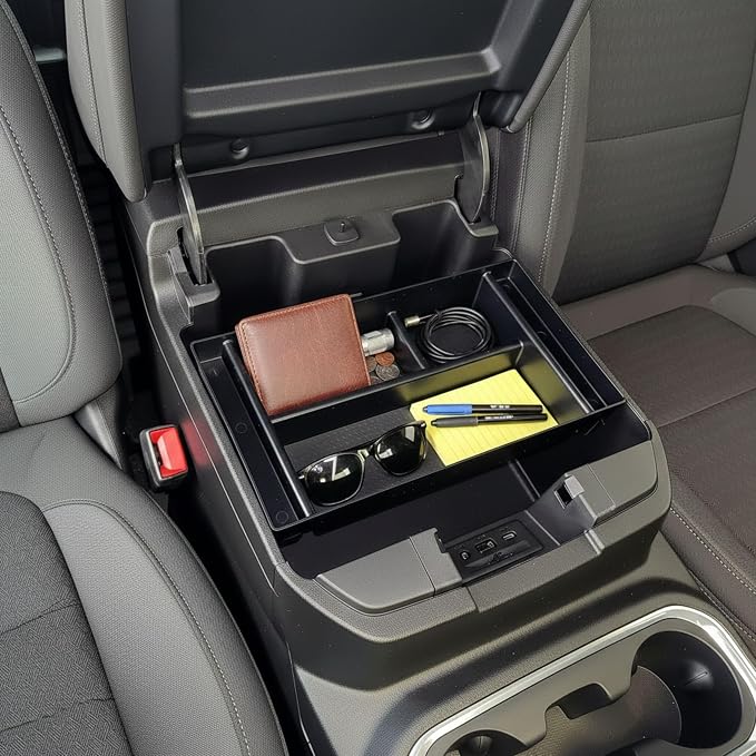 Vehicle OCD Center Console Divider & Tray Organizer for Chevy Silverado 1500 / GMC Sierra 1500 (2019-2021) & 2500/3500 HD (2020-2023) (Full Console w/Bucket Seats ONLY) - Made in USA - SLX506