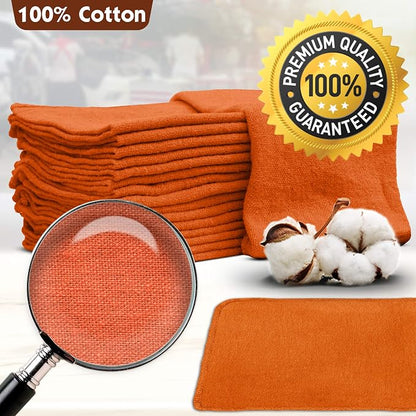 Nabob Wipers Auto Mechanic Shop Towels 25 Pack Bulk Shop Rags 100% Cotton Size 14"x14" Commercial Grade (25 Pack, Orange)