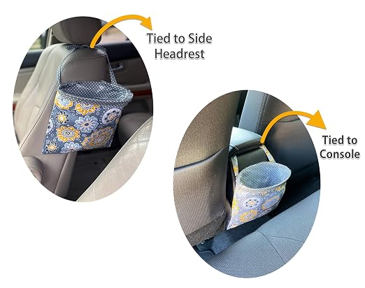 Car Trash Bag Hanging Front Seat Back Seat Headrest Console - Car Trash Bin with Reusable Waterproof Liner and Disposable Bags - Car Waste Basket (Small Purple)