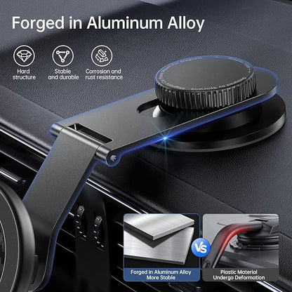 SYNCWIRE Fits MagSafe Car Mount for Universal Dashboard,Tesla Screen,Magnetic Phone Holder for Car, Foldable Aluminum Alloy Arm, Super Stable Car Mount for iPhone 17 Pro Max 16 15 14 13 12&All Phones