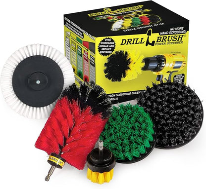 Drillbrush Multi-Surface Drill Brush Attachments Set for Car Interior, Bathroom, Flooring, Counters, Sinks, Siding, Garages, and More - Dishwasher Safe Drill Brush Car Detailing Kit Attachment Set