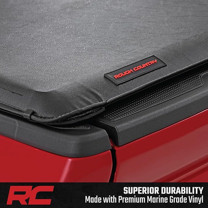 Rough Country Soft Roll Up Truck Bed Tonneau Cover for Toyota Tacoma (2024-2026) - Fits 5' (60") Bed, Weather-Resistant Roll Up Bed Cover