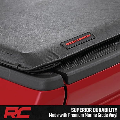 Rough Country Soft Roll Up Truck Bed Tonneau Cover for Toyota Tacoma (2024-2026) - Fits 5' (60") Bed, Weather-Resistant Roll Up Bed Cover